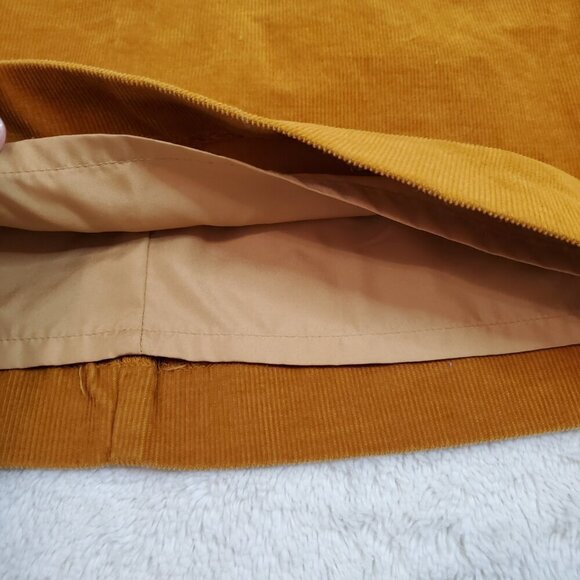 J. Crew Mustard Burnt Yellow Corduroy A Line Stretch Lined Mini Skirt Women 6 - Picture 4 of 8